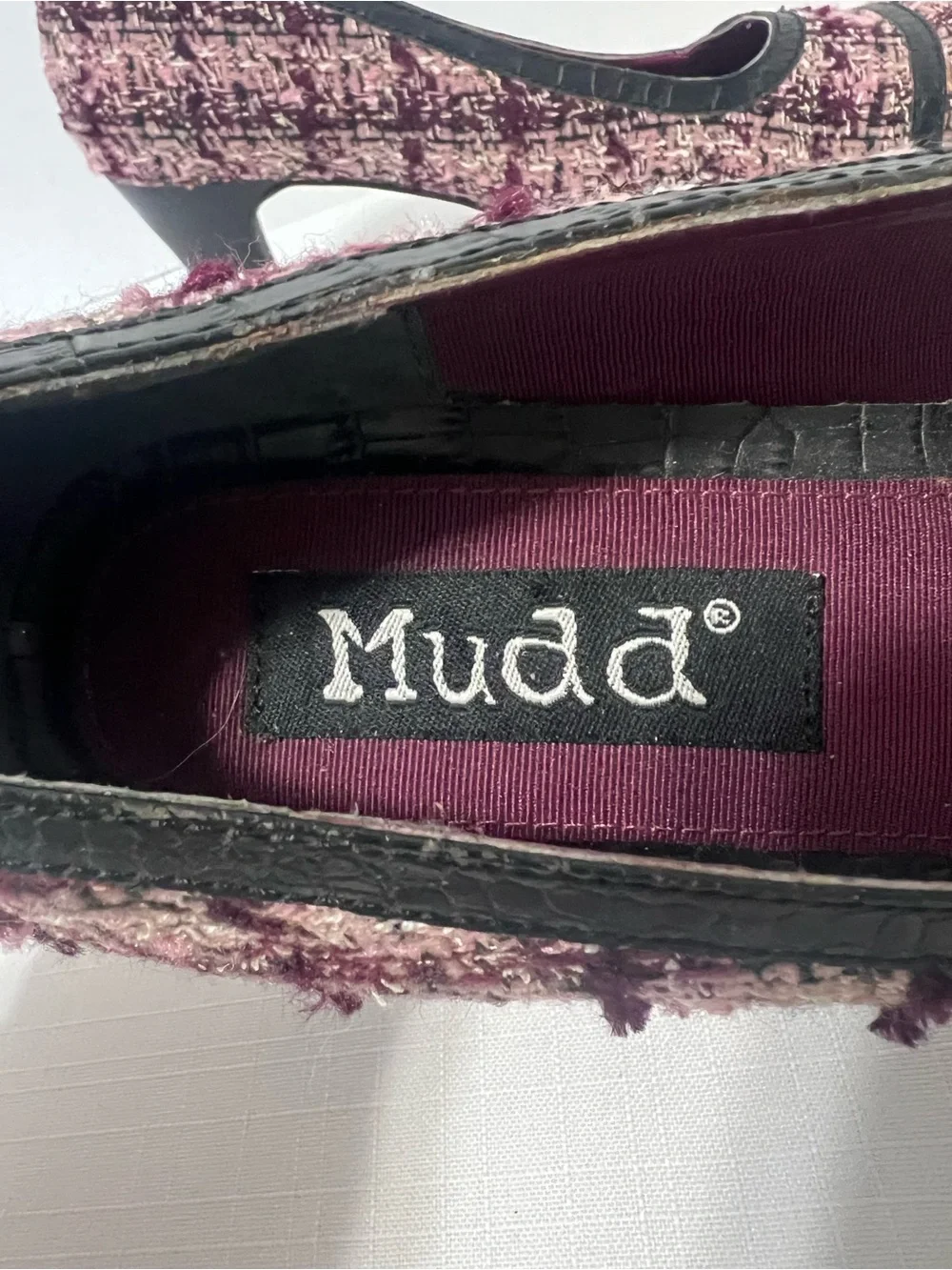 Vintage Mudd Y2K Rockabilly Goth Pink Tweed Mid Heel Pumps Retro Heels Size 9